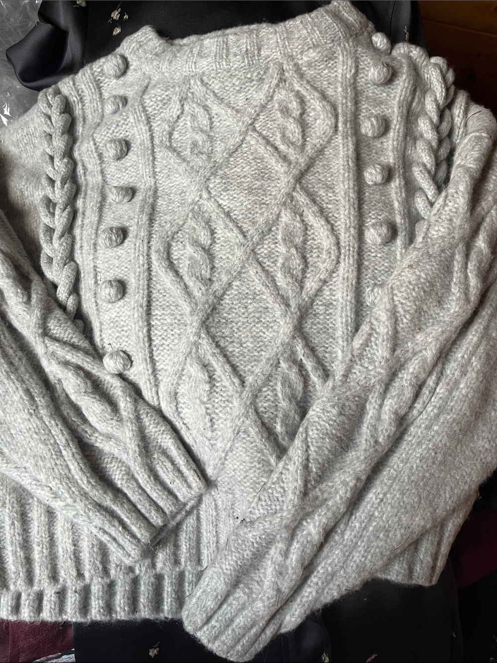H&M Light Gray Cable Knit Crewneck Sweater